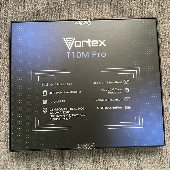 BRAND NEW Vortex Tablets. Case, Screen Protector, Charger an Headphones Included